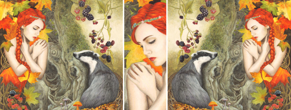 The wrap image of the mug. The image is repeated around the mug, with a slice in the centre of the head and shoulders of the woman.