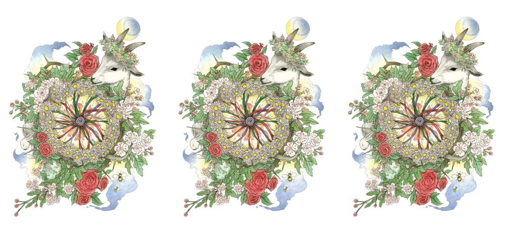 The wrap design of the mug. The design is repeated three times around the mug.