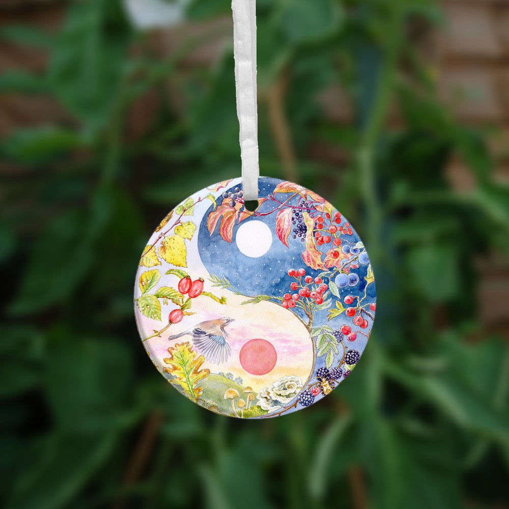 A close-up of the other side, just showing the central circle of the design without the outer details.