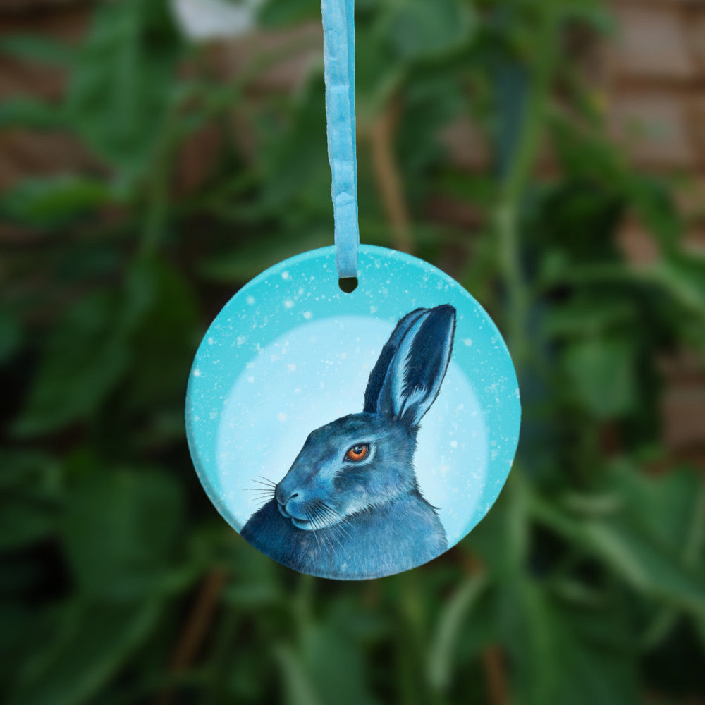 The second side of the ornament, focussing on the head of the hare.