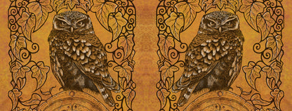 The wrap image of the mug. The owl is shown on each side of the mug. One owl is reversed, so they appear back-to-back.