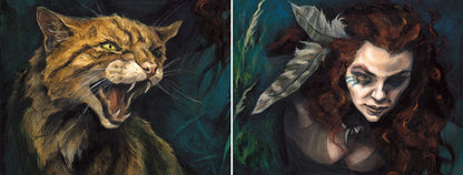 The wrap image of the mug: The cat is on one side with the woman on the other.