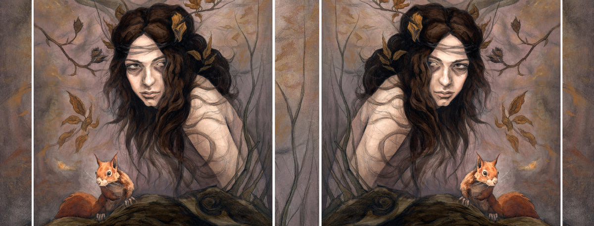 The wrap image of the mug: The design appears on both sides of the mug, with narrow strips of background filling the gaps.