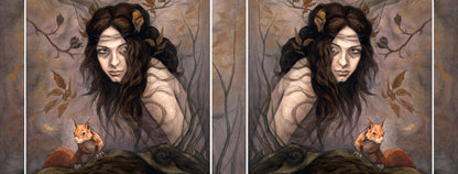 The wrap image of the mug: The design appears on both sides of the mug, with narrow strips of background filling the gaps.