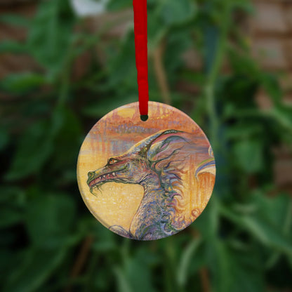 The reverse side of the ornament showing just the dragon's head.